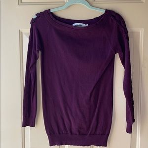 Purple Braided Sleeve Sweater
